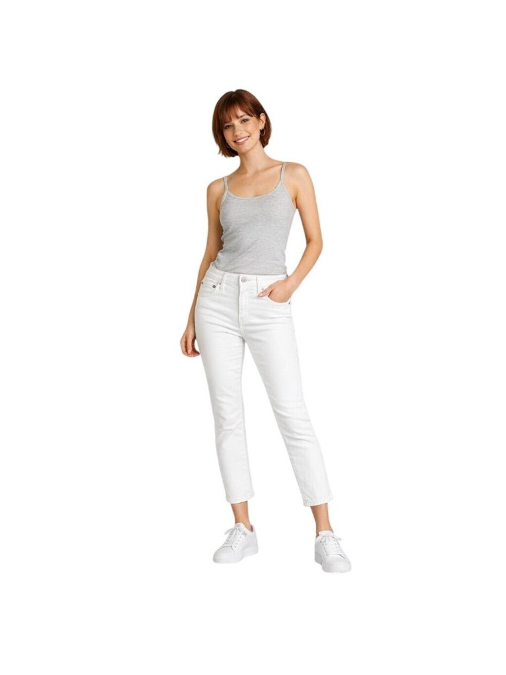 New  J.Crew 9" Mid-Rise Skinny Jeans White Size 26 Cotton Blend Stretch Denim